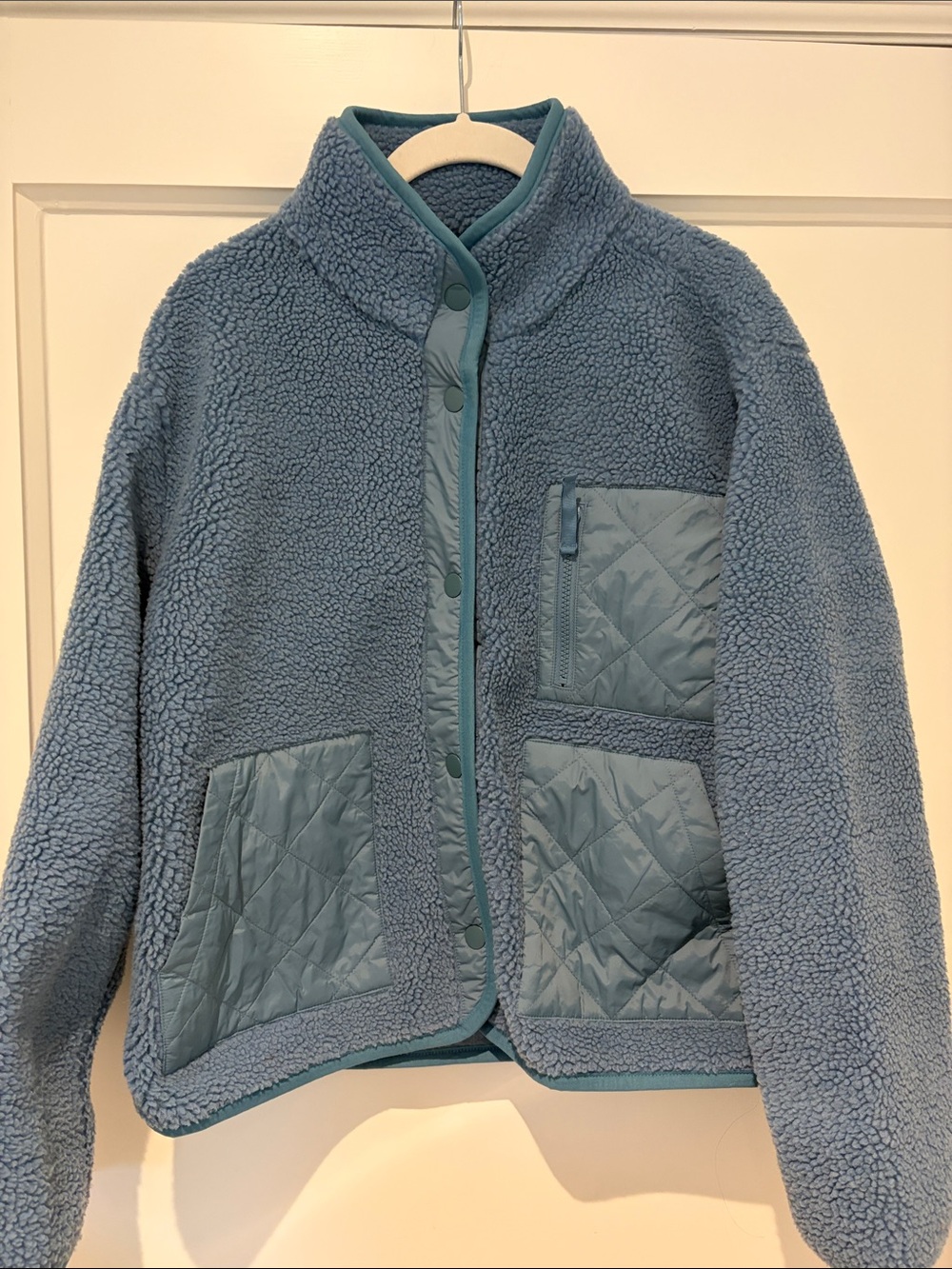 Rails Blue Teddy Sherpa Jacket with Quilted Pockets